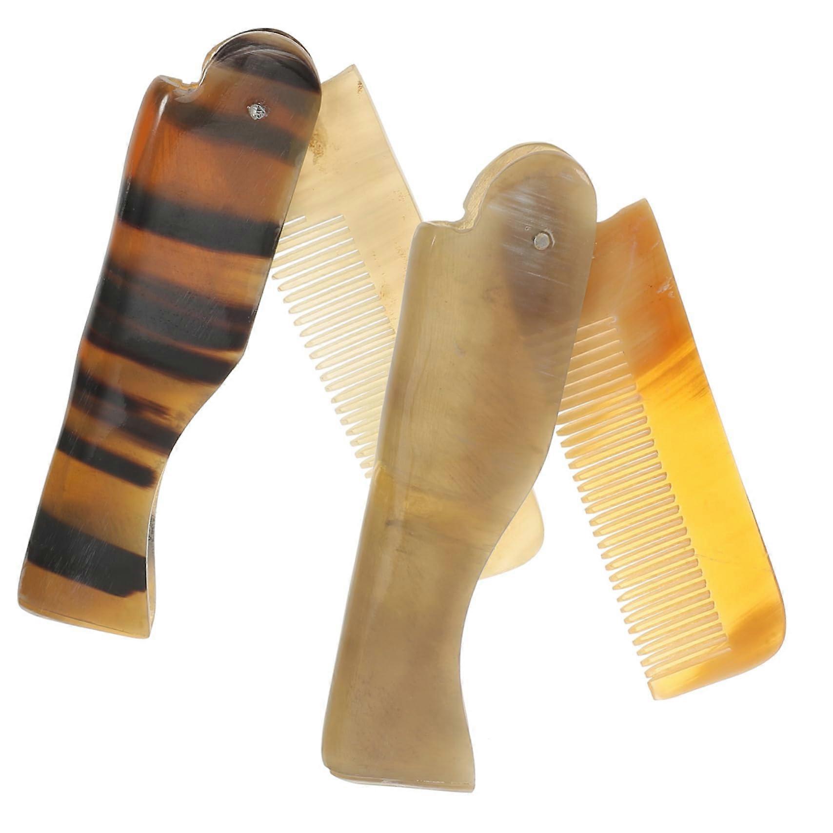 Ox Horn Comb Set  Foldable Pocket Design, Smooth AntiTangle Teeth, Lightweight for Travel