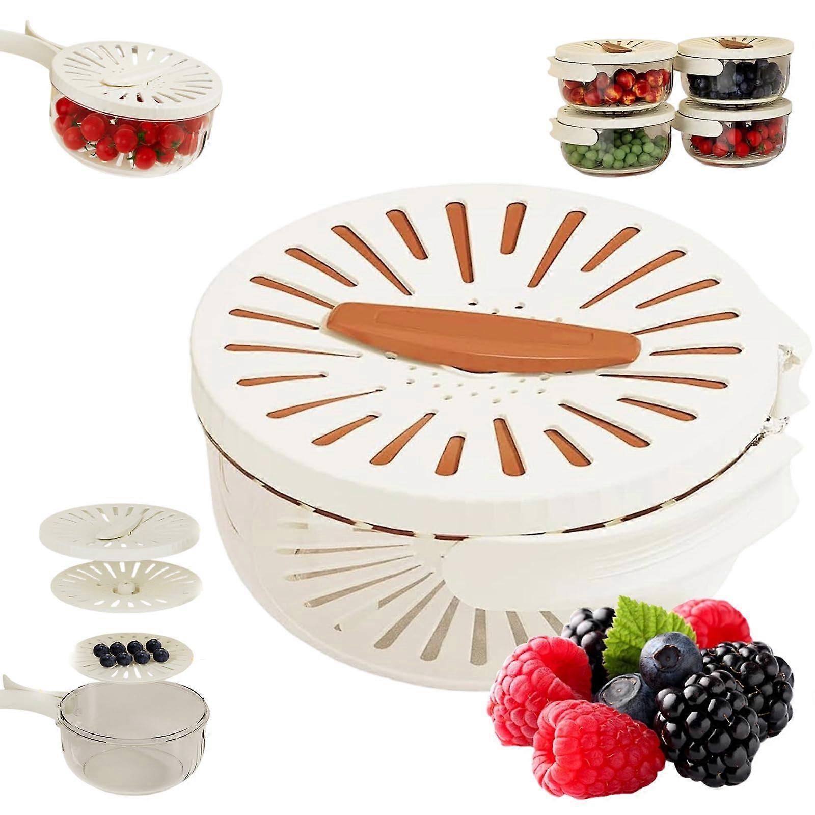 2in1 Fruit and Vegetable Washer Strainer Bowl with Lid, 35OZ Stackable Freshness Preservation