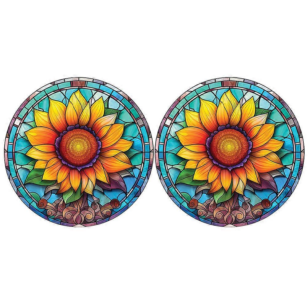 Decorative Window Sticker 2Pcs Sunflower Electrostatic Decals for Home Use