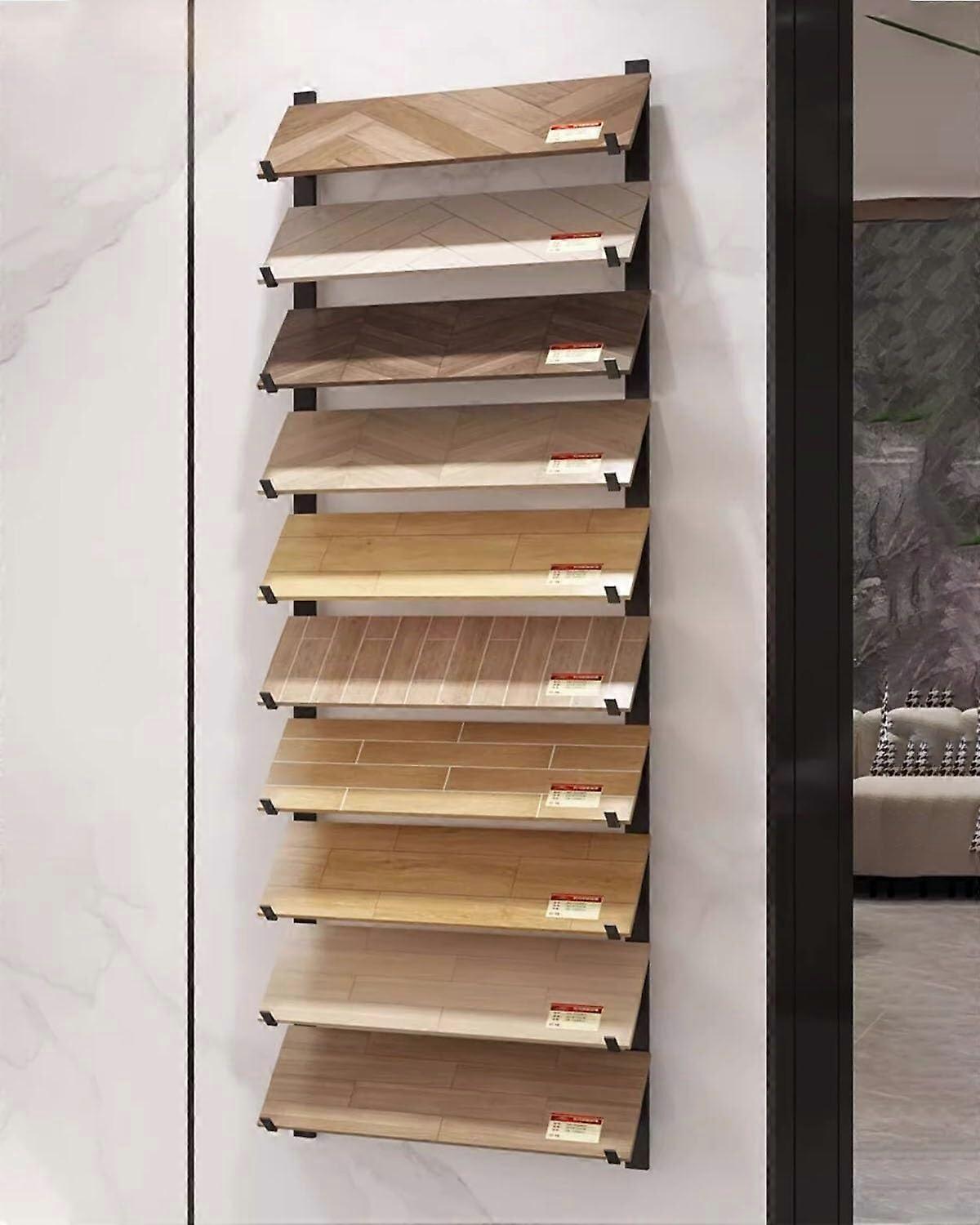 Wall Mounted Tile Display Rack 20.5x140cm Adjustable Width Metal Stand for MultiTier Sample Storage