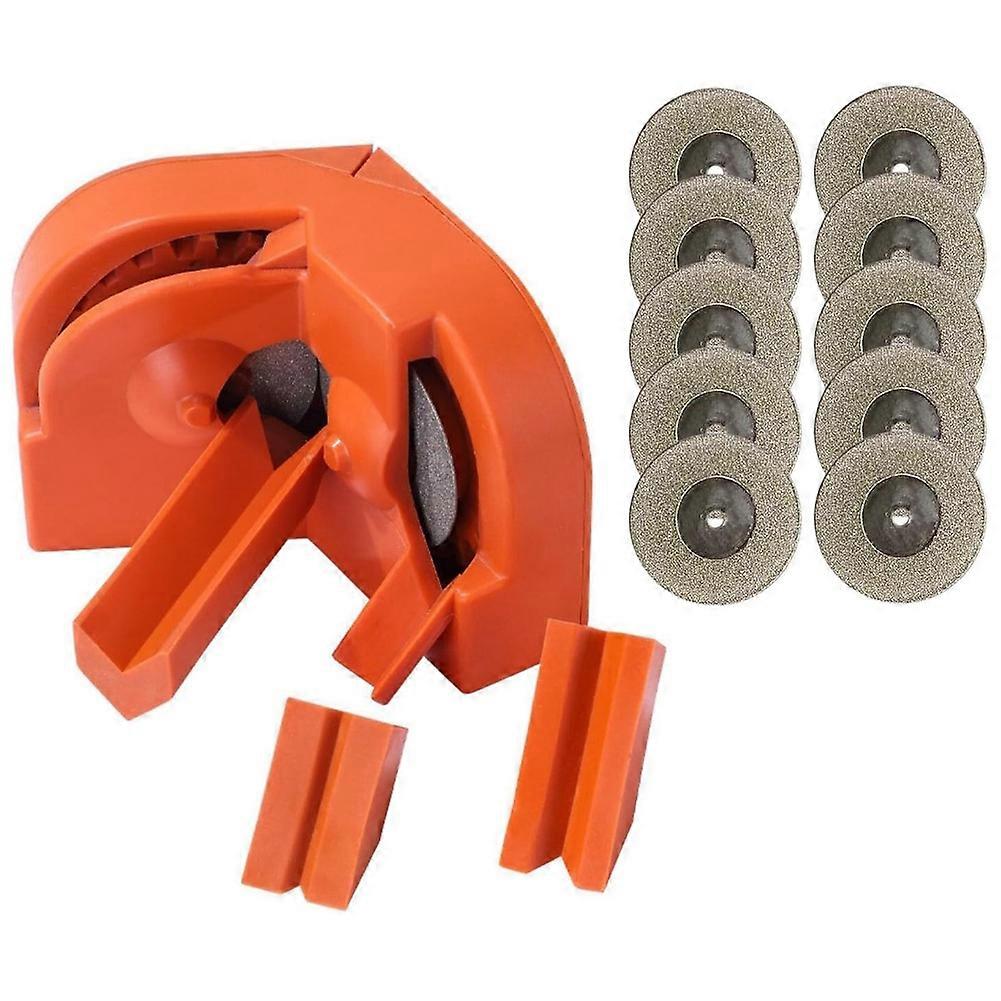 Electric Drill Bit Sharpener Kit with 3 Angle Guide Blocks 10PC Discs Workshop & Construction Essential Tool