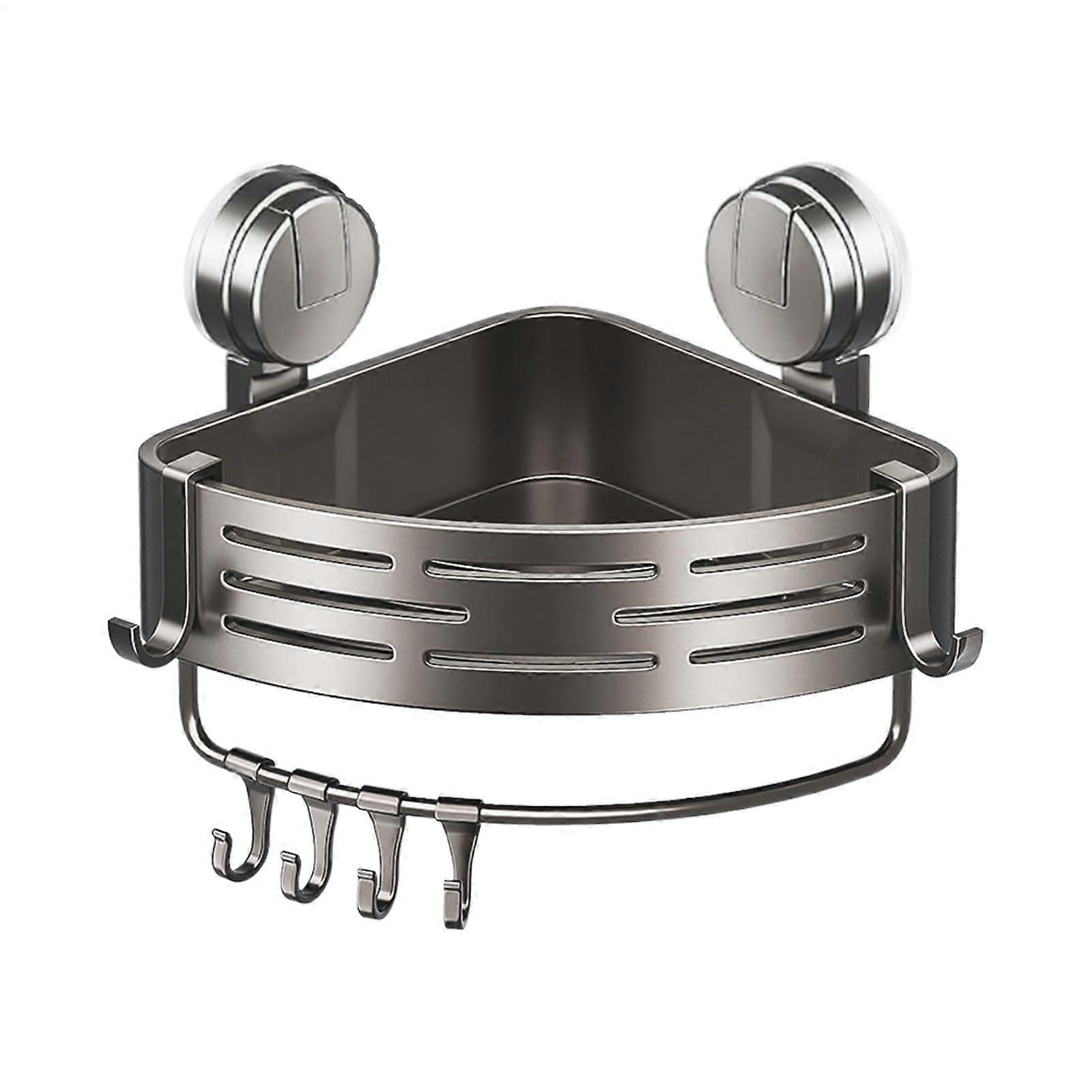 Shower Corner Shelf with Strong Suction Mount, Adjustable Rustproof Bathroom Storage Rack