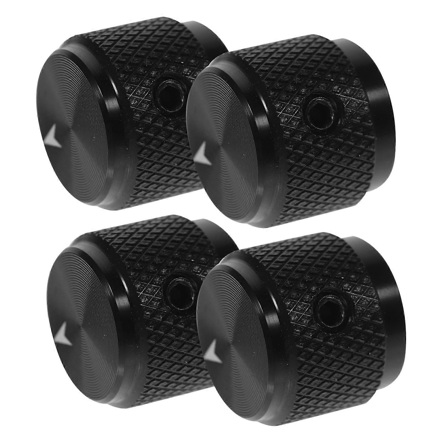 4pcs Black Aluminum Alloy Guitar and Bass Knobs Durable Metal Volume Control Replacement