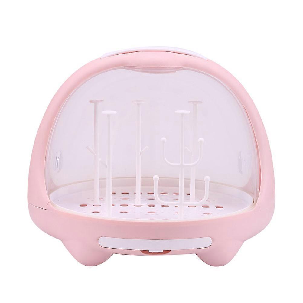 Baby Bottle Storage Box for Drying with Dustproof Design 1Pcs Pink Container