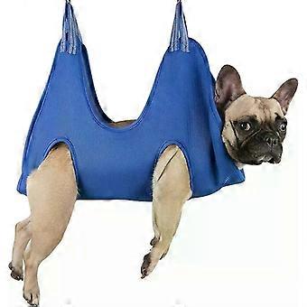 Dog & Cat Grooming Hammock, blue, 40x65cm (XS), double-layered, breathable for