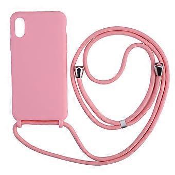 Silicone Case with Adjustable Crossbody Lanyard, Pink Protective Cover for Women for Samsung A24 5G