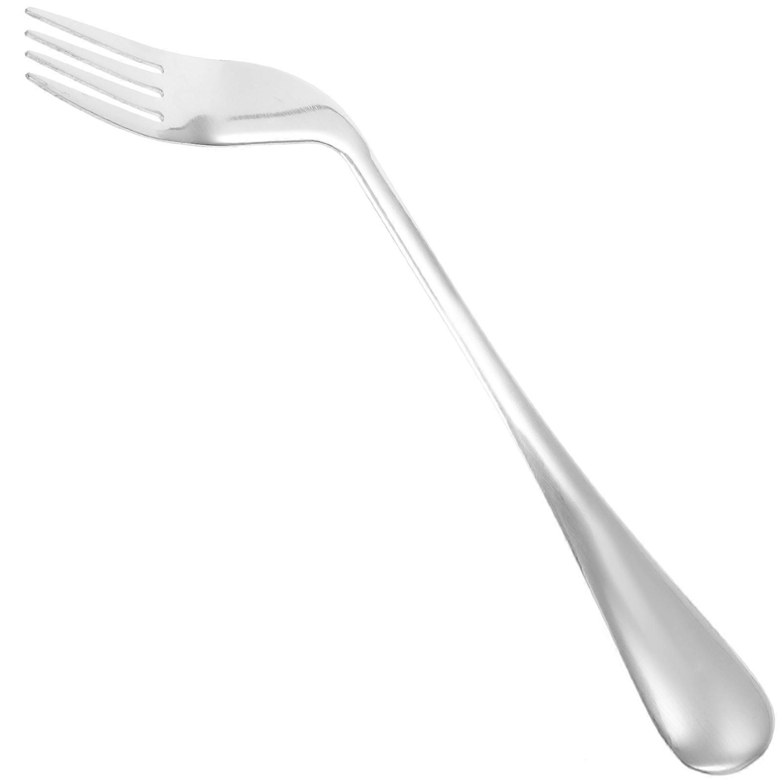 Silver Fork Angled Feeding Fork Lightweight Assist Tableware 4Pcs