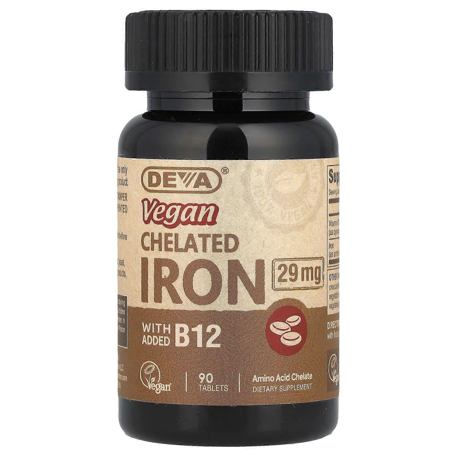 Deva, Vegan, Chelateisen, 29 mg, 90 Tabletten