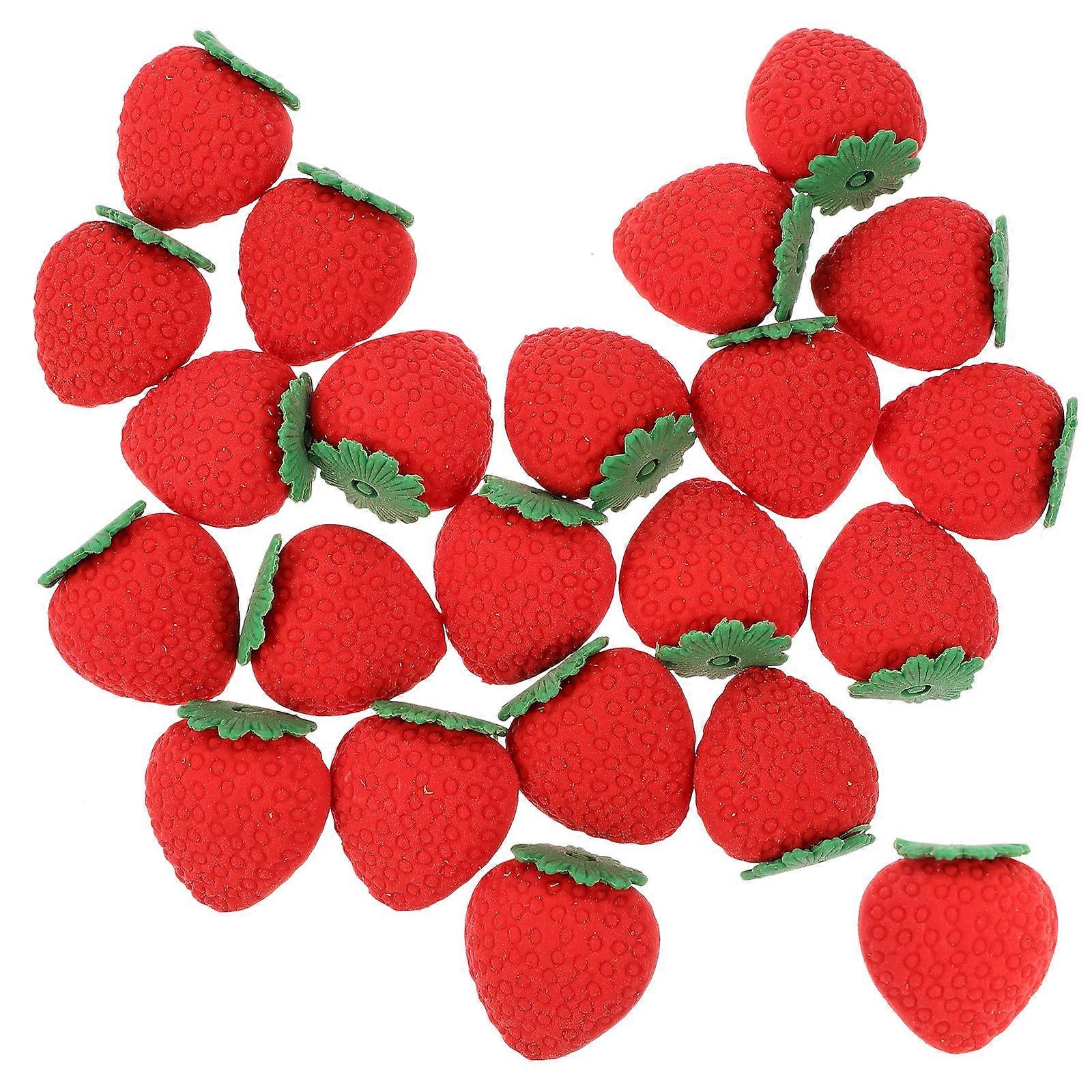 Red Multi-Function Strawberry Erasers for Students 40Pcs Portable Mini Set