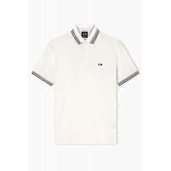 Men's Armani Exchange | Ax Xm002326 Af13026 A|x Logo Stripe Tipped Pique Cotton Polo T-shirt - Cream