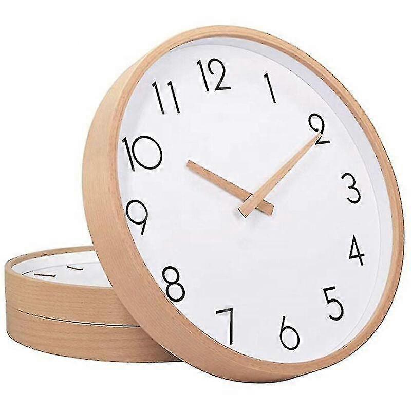 Nordic Solid Wood Wall Clock Silent Sweep Literary Simple Design
