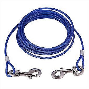 Correa de alambre de acero para perros, 5 m de largo, 5 mm de diámetro, cuerda de seguridad resistente a las mordeduras para camping, picnic y jardín, color azul.