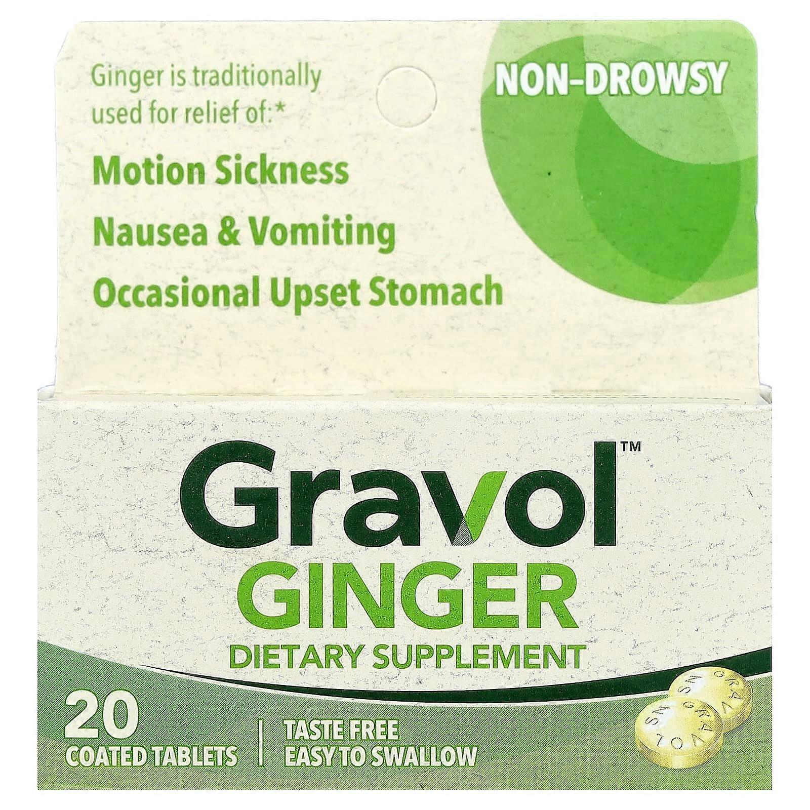 Gravol, Ginger, 20 Coated Tablets