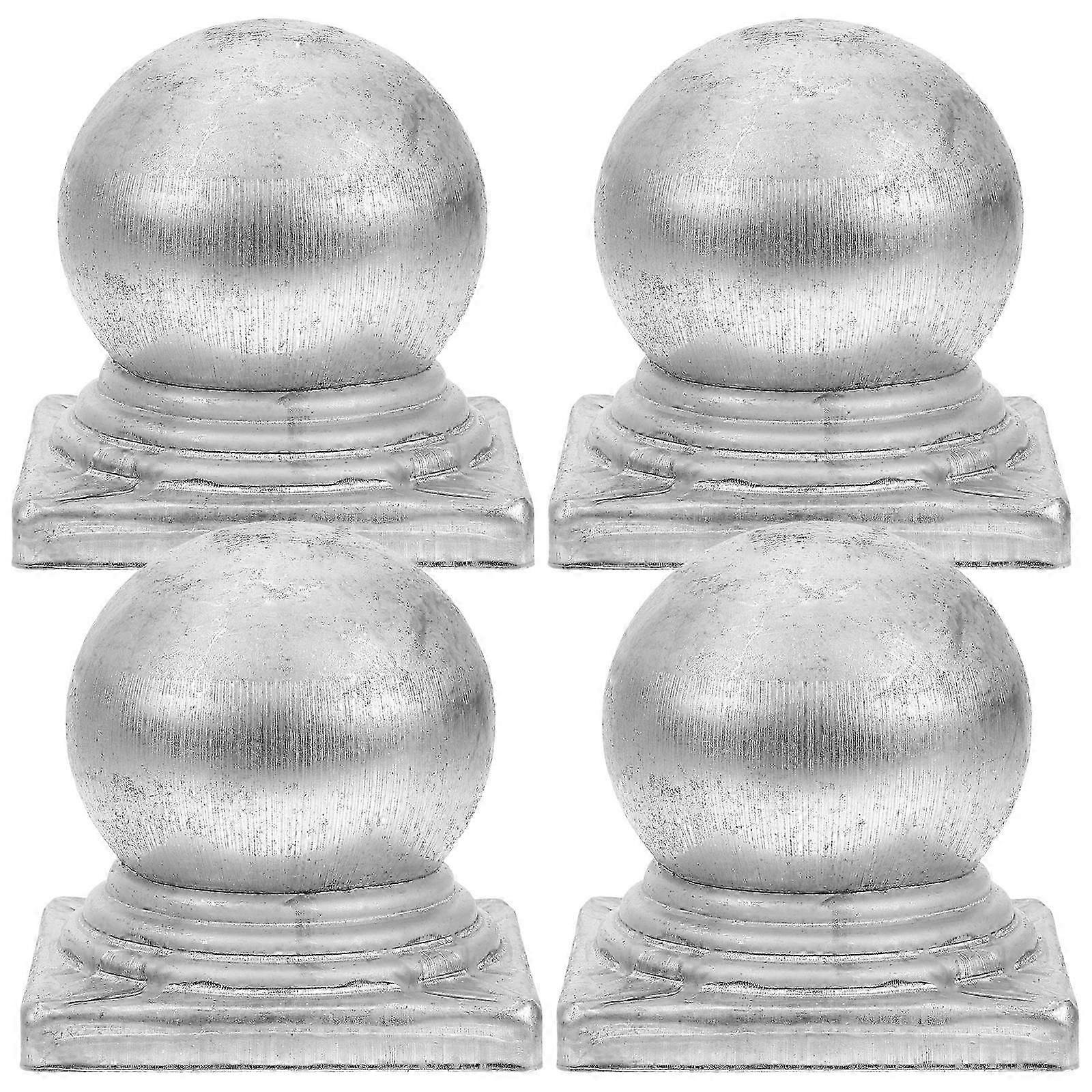 Fence Post Cap Guardrail Cover Protect from Rain Silver 4Pack