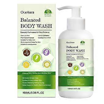 Ausgewogenes Duschgel, antibakteriell und antimykotisch mit 12 Pflanzenextrakten, sanftes Peeling-Reinigungsmittel bei Rückenakne, Follikulitis und empfindlicher Haut