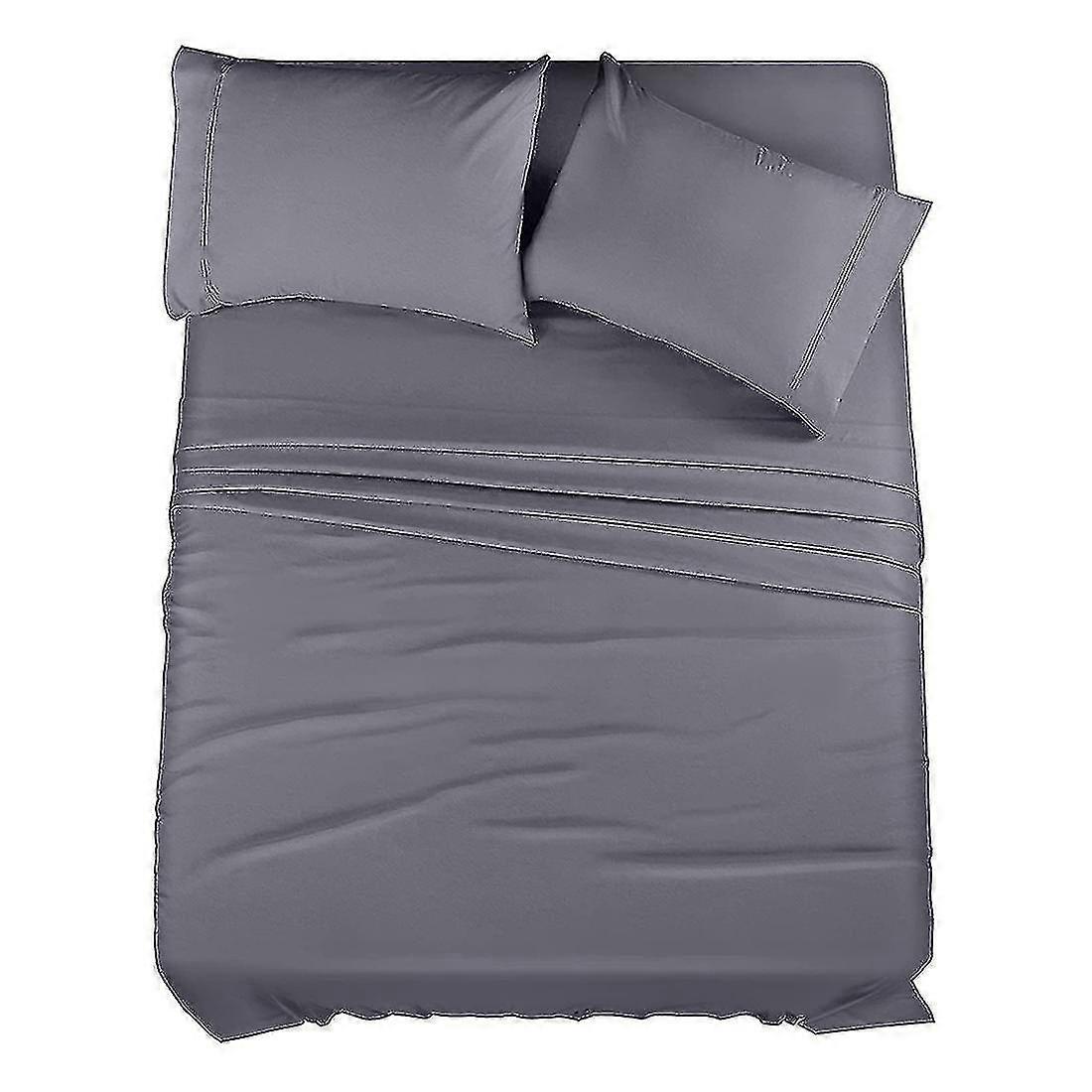 Full Bed Sheets Set - 4 Piece Bedding - Brushed Microfiber (gray)