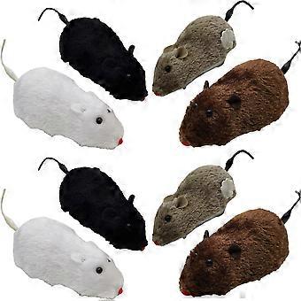 Souris chat à remonter en peluche, 8 pièces de couleurs assorties, jouets interactifs