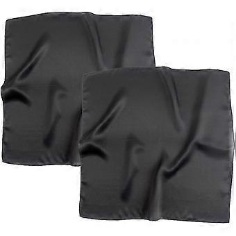 AVEKI 2 Pack 35" Satin Silk Like Hair Scarf Bandana Light Head Wraps Neck Face Scarves Cover for Women, Black+Black