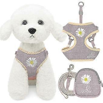 cachorro, arnés para perros XS / XXS arnés para perros rosa niña arnés para perros extra pequeños paso en el arnés para perros y arnés de chaleco de malla transpirable suave y lessh set recomendado para 