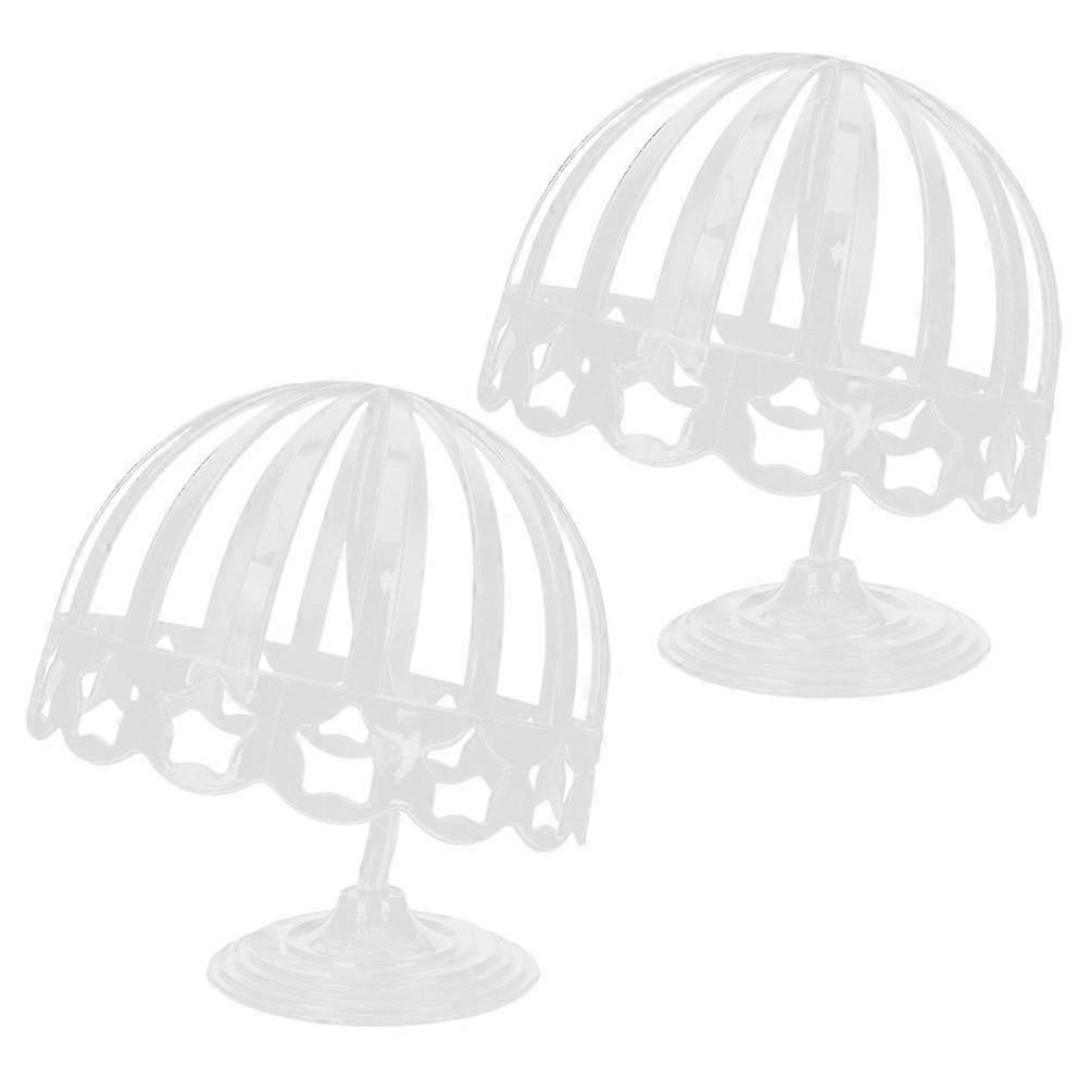 White Plastic Hat Display Stand 2 Pack with Elastic Support for Caps