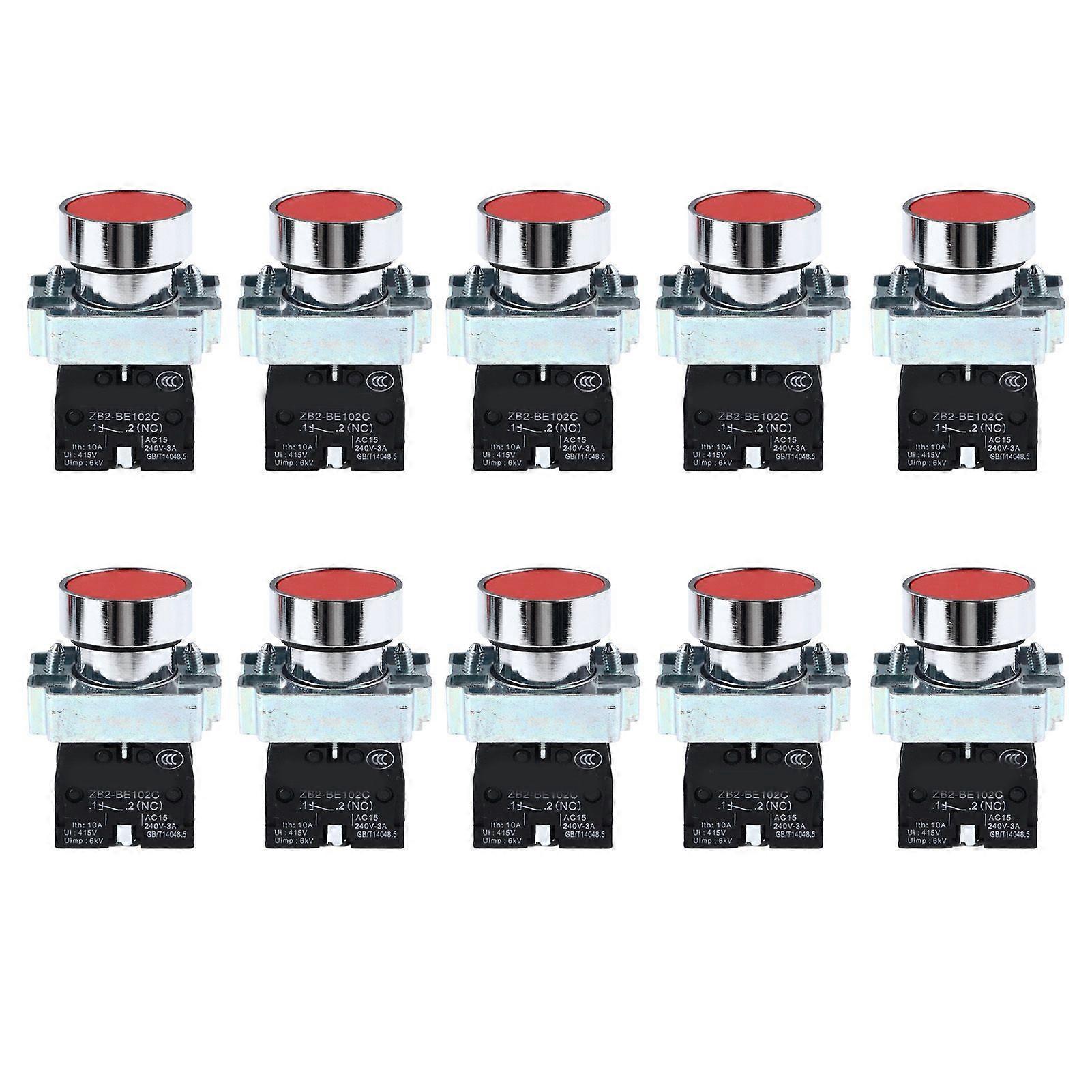10 Pcs Push Button Switch 22mm M3.5 Screw Self Reset Start Stop Button Switch AC240V