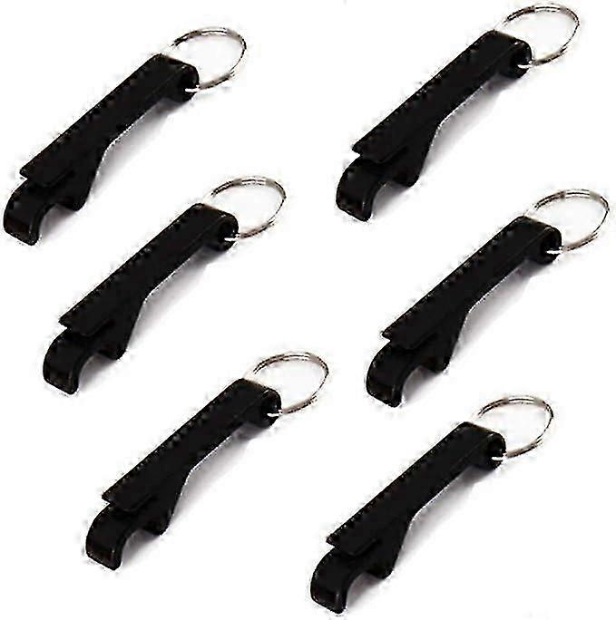 6pcs Black Beer Bottle Openers Keychain