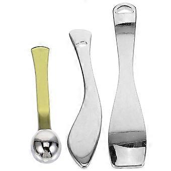 Chemical Makeup Spatula Metal Facial Cream Spoon for Eye Cream Massage 3Pcs