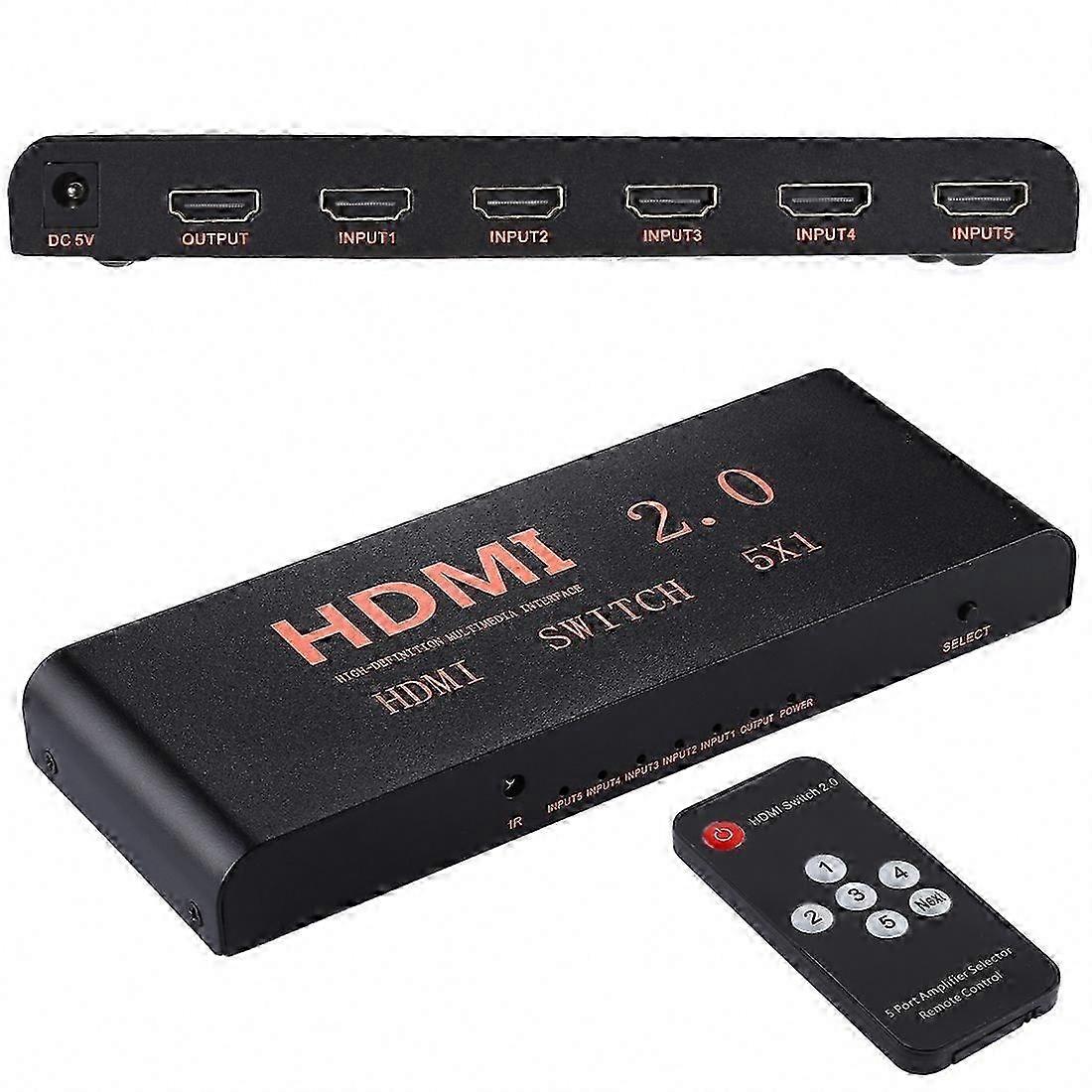 5x1 HDMI 2.0 Switch, 4K/60Hz, with Remote Control, EU Plug