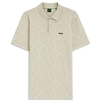 Hugo Boss Mens Cotton Pique Sporty All-Over Print Classic Golf Polo Shirt