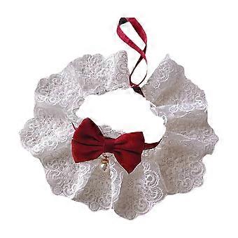 Adjustable Lace Bowknot Pet Collar, Durable Soft Fabric, Multiple Sizes, for Small Kittens Puppies, Daily Outdoor Festive Use
