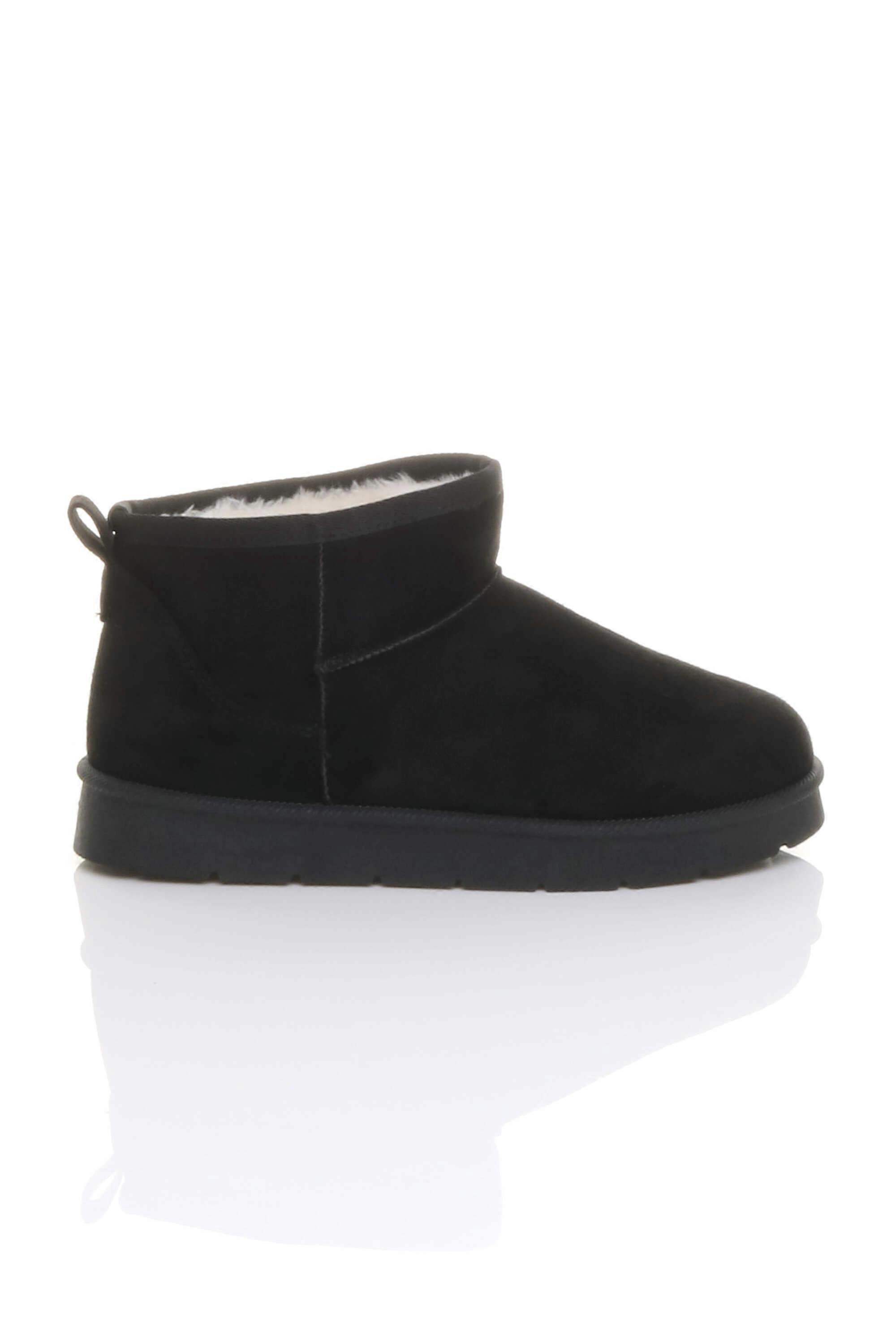 Faux Fur Lined Mini Ankle Boot Slippers