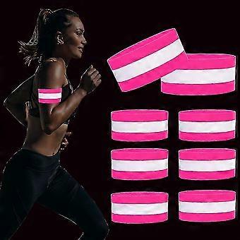 Set Of 8 Double Reflector Strips, Reflective Safety Bracelet 40 X 4 Cm compatible with Outdoor Jogging, Cycling, Hiking, Motorcycling Or Running