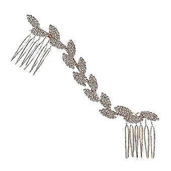 Bridal Wedding Headdress Shiny Crystal Leaves Women Hair Comb Accessory