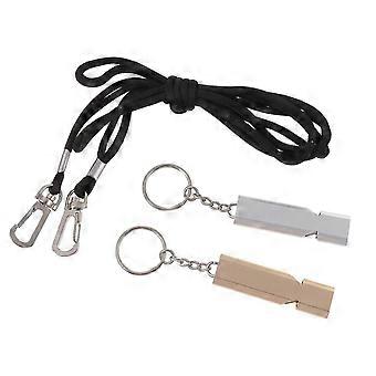 2 Pcs Emergency Whistles Safety Survival Whistles Double Tubes Aluminum Whistle