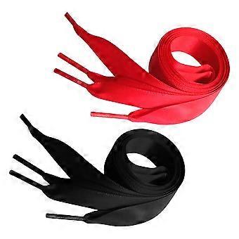 Assorted Color Wide Flat Ribbon Shoelaces for Shoe Use 2Pairs