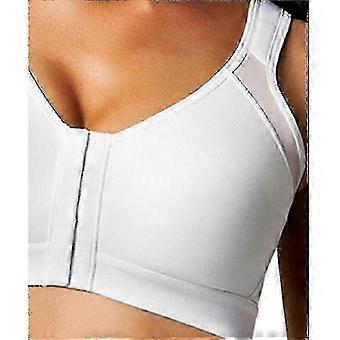 Women Post Surgery Front Fastening Sports Bra With Wide Back Support-white fo_Happy H