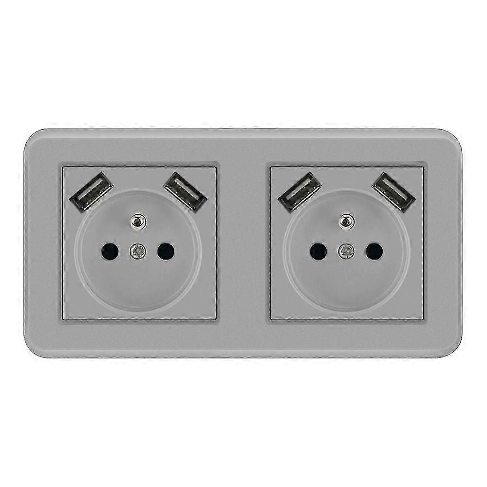 French socket 16A European socket type 82 recessed wall socket pc gray paint 8.2*8.2 CM E
