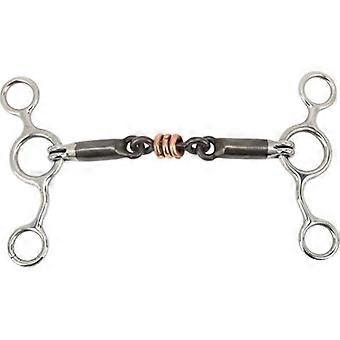 Horse gag ring, stainless steel and brass bit, 145mm mouthpiece, training equipment