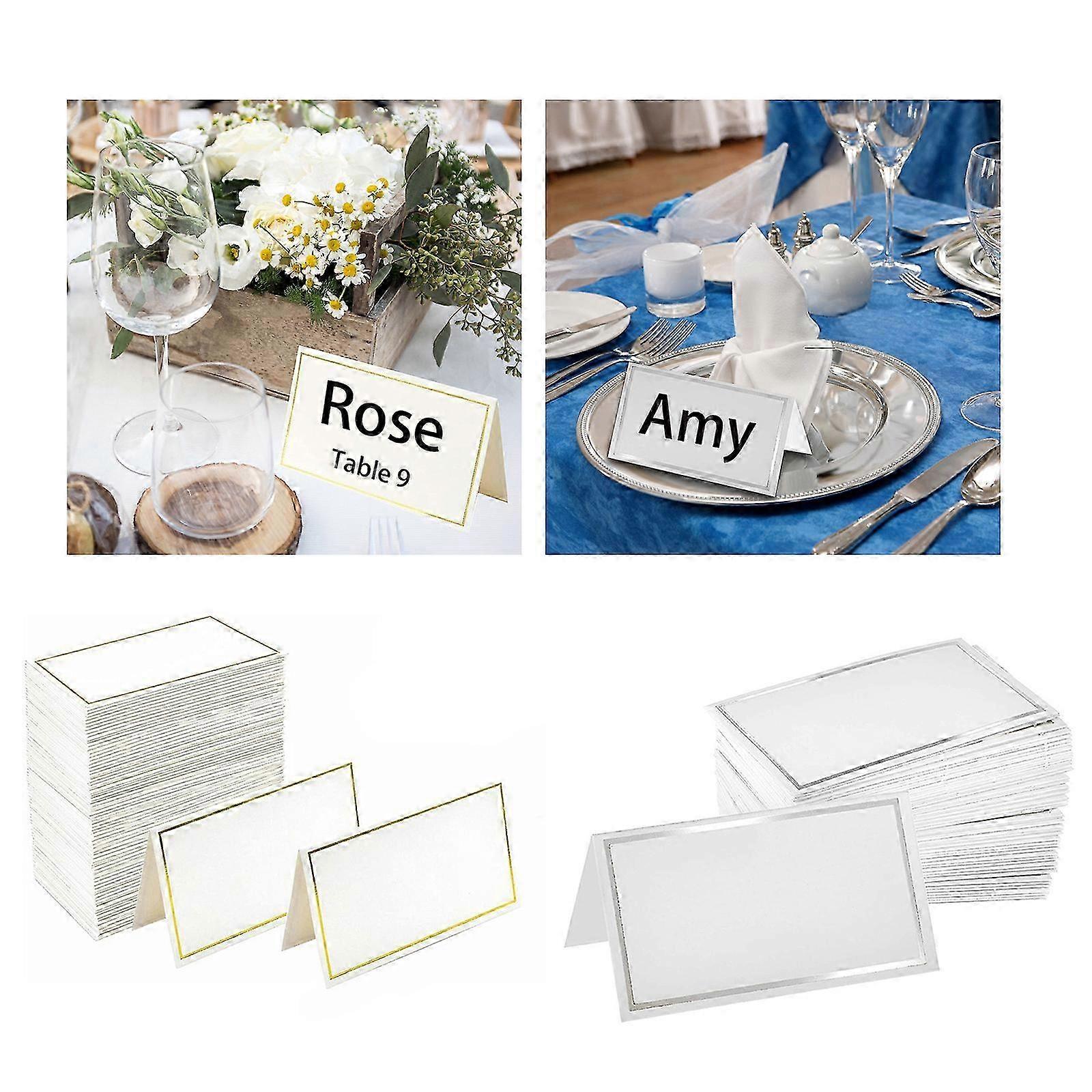 Thick White Place Cards Gold Edge