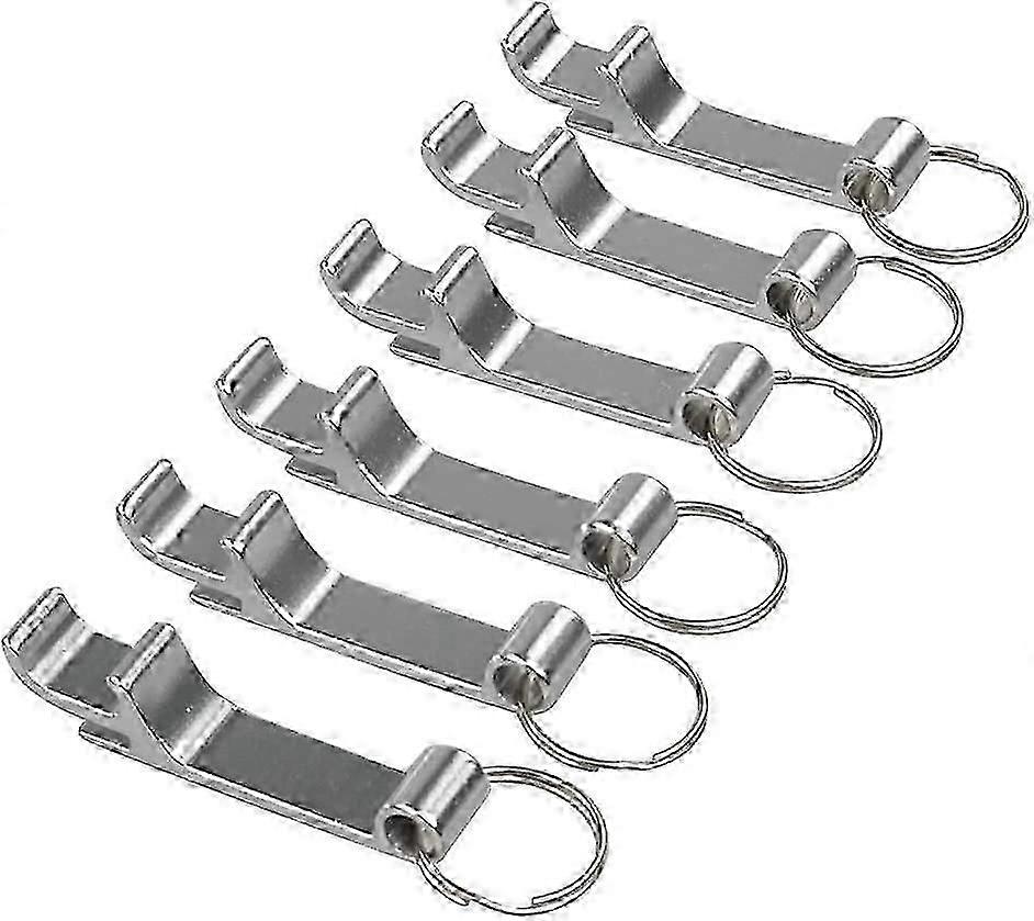 Silver Keychain Key Chain Mini Beer Bottle Openers (6 Pack)