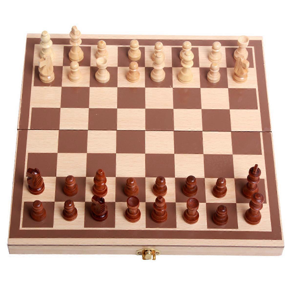 Solid Wood Folding Chess Set Portable Elegant