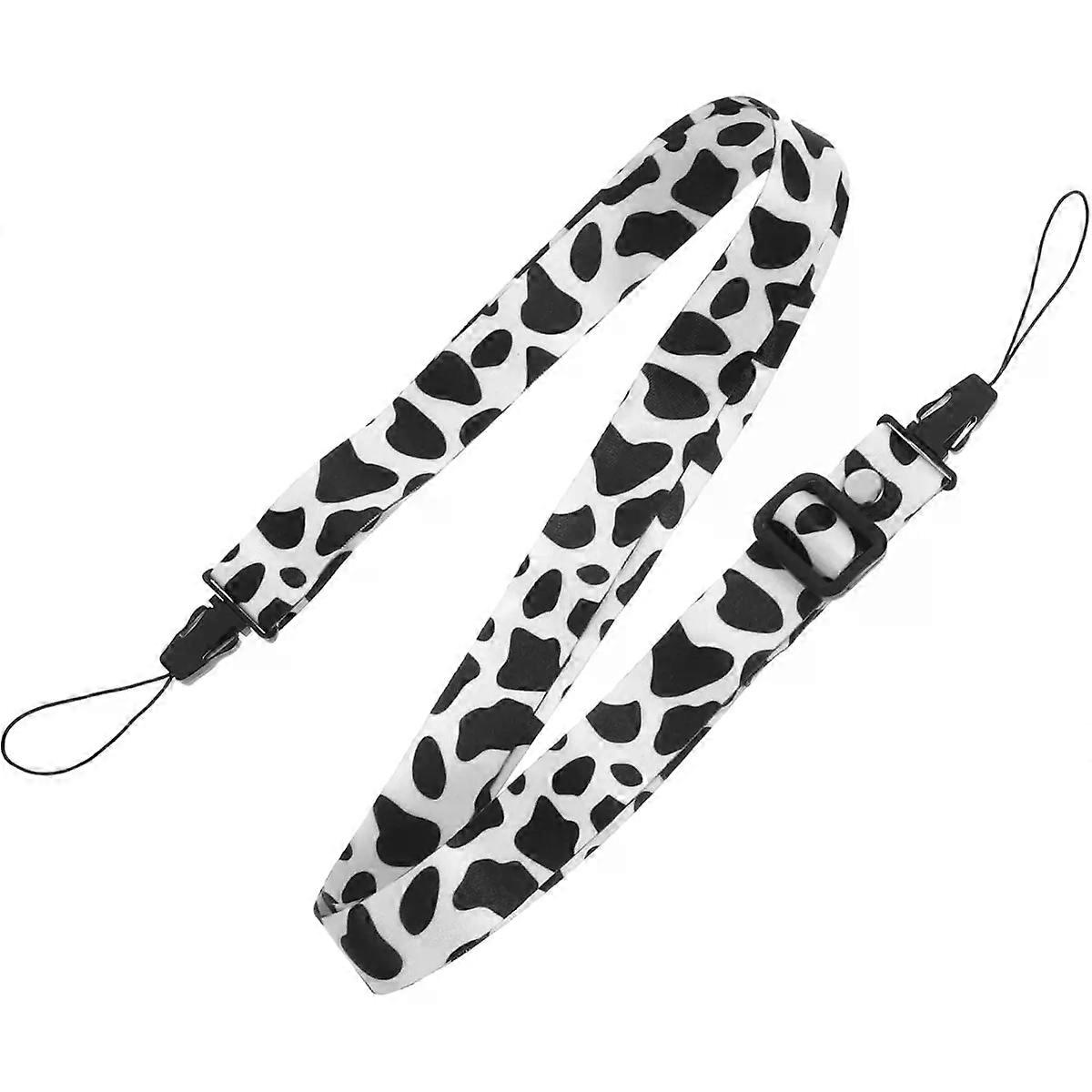 Kids Camera Adjustable Polyester Shoulder Strap Black Cow Print