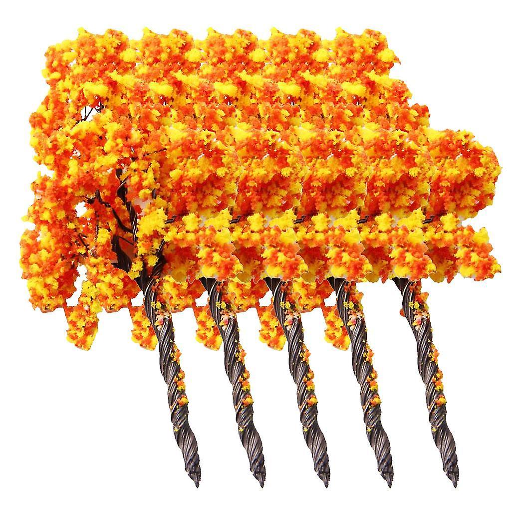 Iron Trees Model with Red Flower Tree Model Train Landscape Scenery 9cm