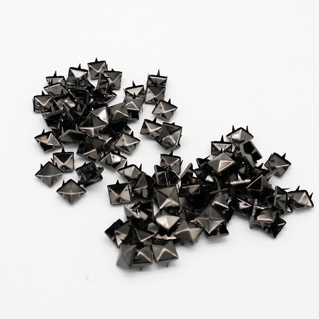 100 Sets Pyramid Square Rivet Stud Nailhead for Belts Leathercraft Black