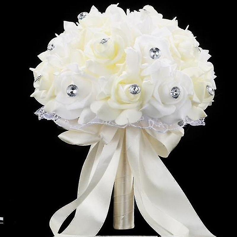 Artificial Flower Rose, Bridal Bouquet, 1 Piece, Off-white