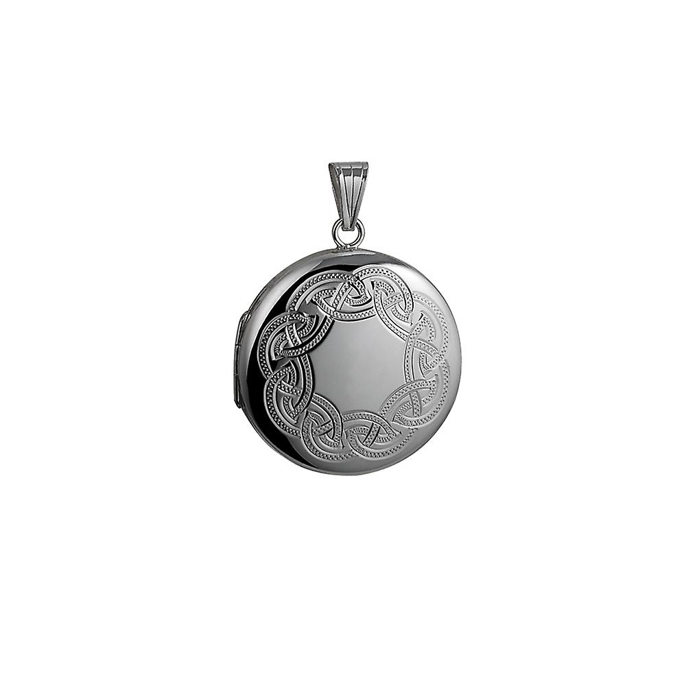 Silver 29mm Celtic engraved round Locket