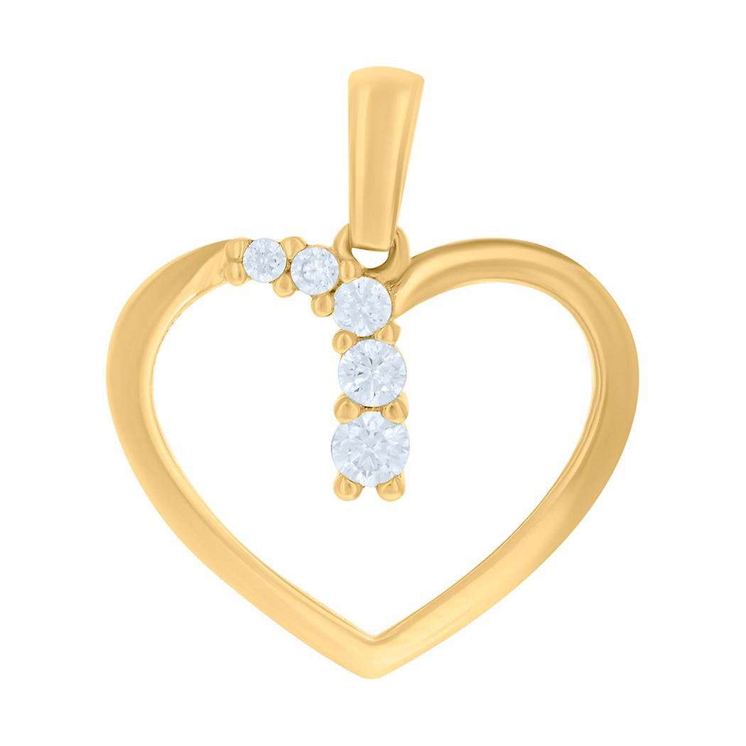 10k Yellow Gold Womens Cubic Zirconia Love Heart Charm Pendant Necklace 18.1x15.7mm Wide-Pendant for Women