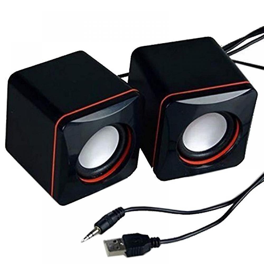 USB Powered Stereo Speaker System - Small Size - with Volume Control & 3.5 mm Aux Audio Plug to Connect to Laptop, Notebook, Desktop, Computer