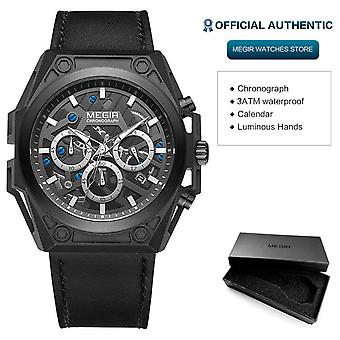 Megir Blue Watch Men Stainless Steel Dress Wrist Watch Man Waterproof Chronograph Quartz Watches Relogio Masculino  