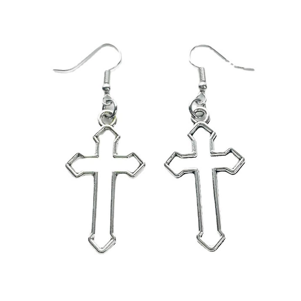 Simple Pendentif Boucle d’oreille Hollow Cross Dangle Earrings Gothic Ear Hooks Bijoux